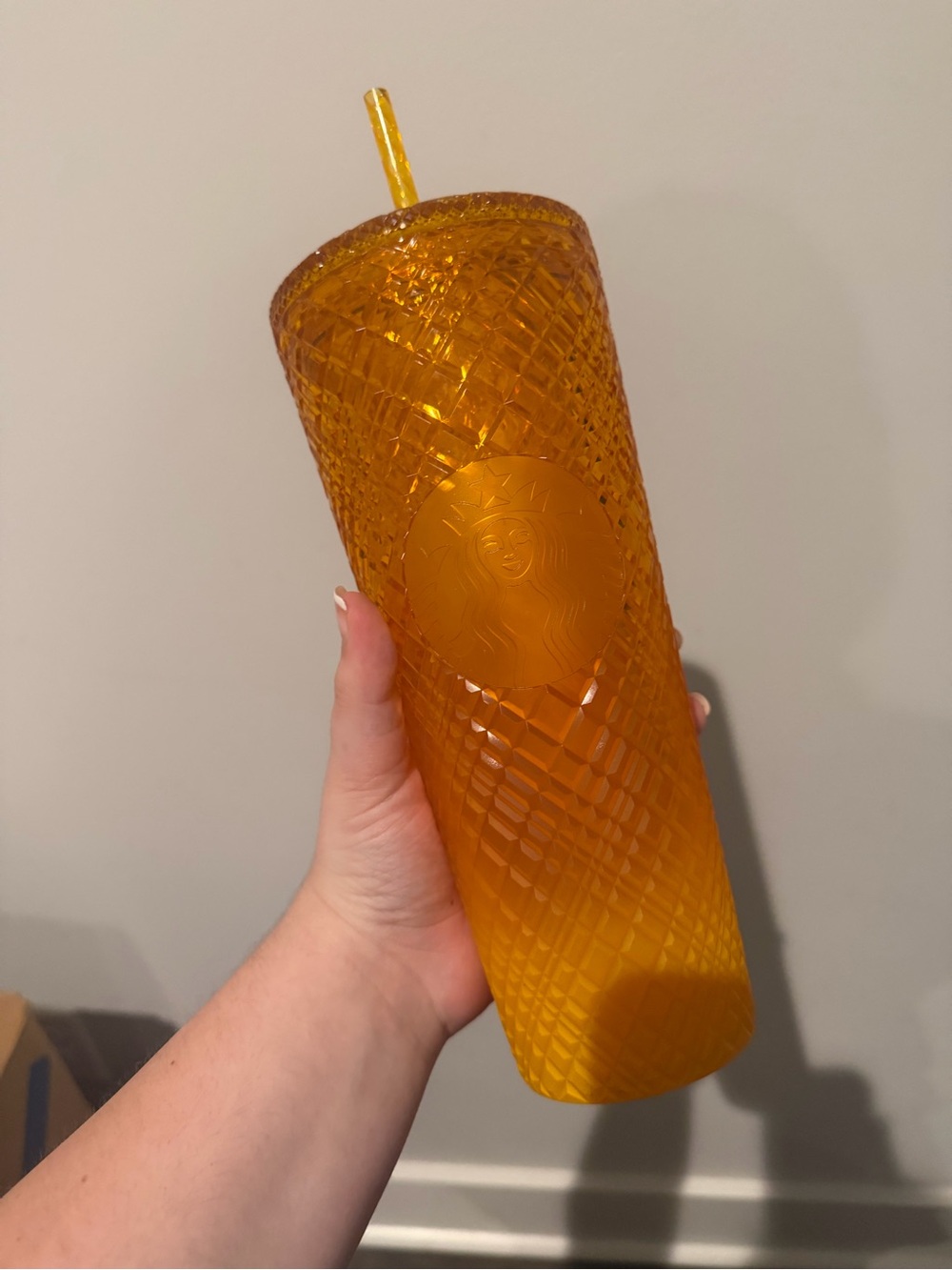 Starbucks Studded Tumbler (Orange/Amber) with Straw